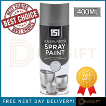 SILVER METALLIC SPRAY PAINT AEROSOL WOOD METAL PLASTIC ALL PURPOSE XMAS 400ML