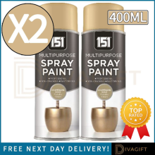 2 x CHAMPAGNE GOLD METALLIC FINISH SPRAY PAINT 400ML MULTI PURPOSE WOOD METAL