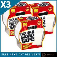 3 x DOUBLE SIDED TAPE HEAVY DUTY CARPET ADHESIVE BONDING STICKY 48MM x 10M NEW