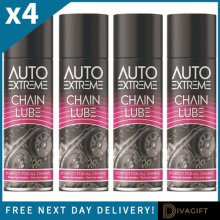 4 x CHAIN LUBE SPRAY OIL 250ML LUBRICANT FOR MOTORCYCLE BICYCLE MOTORBIKE BIKES