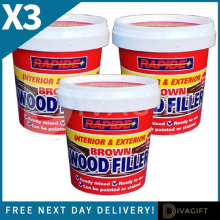3 x BROWN WOOD FILLER 500G FOR CRACKS REMOVER INTERIOR EXTERIOR READY MIXED NEW