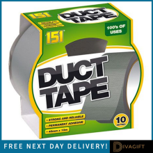 SILVER DUCT TAPE GAFFA DUCK ADHESIVE WATERPROOF CLOTH GAFFER 10M X 48MM NEW 151