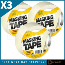 3 x MASKING TAPE SEMI PERMANENT REMOVABLE ADHESIVE PAINTERS TAPE NEW 48MMx20M