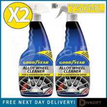 2 x GOODYEAR CAR ALLOY WHEEL CLEANER SPRAY 750ML FOR DIRT GRIME CLEANING SHINE
