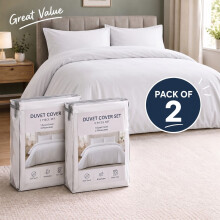 (2X King, White Duvet Cover Set) Plain Microfibre Quilt Cover Sets Value Bundle Bedding with Pillowcases UK Sizes