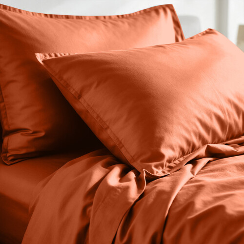 Imperial Rooms (2X Double, Rust Duvet Cover Set) Plain Microfibre Quilt Cover Sets Value Bundle Bedding with Pillowcases UK Sizes 1