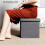 (Light Grey) Linen Storage Ottoman Folding Foot Rest Stool,38x 38x38cm 5
