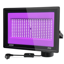 200 W LED Black Light, Black Light Spotlight, IP66 UV Black Light Floodlight, 395-400 NM LED UV Spotlight, UV Light with Switch for Disco, Glow Party