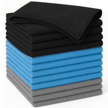(30cm x 30cm, Black Grey Sky Blue - 12 Pack) Microfiber Cleaning Cloths 10/12 Pack Drying Towel