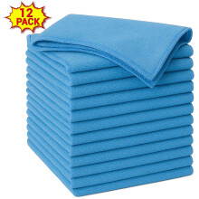 (32cm x 32cm, Sky Blue - 12 Pack) Microfiber Cleaning Cloths 10/12 Pack Drying Towel
