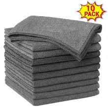 (40cm x 40cm, Grey  - 10 Pack) Microfiber Cleaning Cloths 10/12 Pack Drying Towel