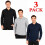 True Face (M, 3 Pack - Plain Assorted) Men's Long Sleeve Plain and Tipped Polo Shirt Top 1