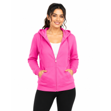 (UK 12, Electric Fuchsia) Womens Fleece Full Zip Hoodie Sweatshirt Sizes 8-16