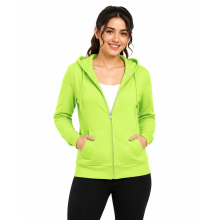 (UK 10, Green Glow) Womens Fleece Full Zip Hoodie Sweatshirt Sizes 8-16