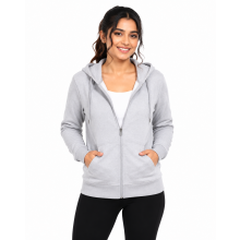 (UK 12, Grey) Womens Fleece Full Zip Hoodie Sweatshirt Sizes 8-16