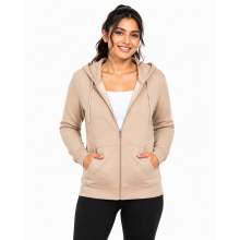 (UK 14, Nude) Womens Fleece Full Zip Hoodie Sweatshirt Sizes 8-16