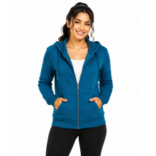 (UK 10, Teal) Womens Fleece Full Zip Hoodie Sweatshirt Sizes 8-16
