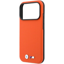 BMW M Quadrille Kevlar Metal Logo Case with MagSafe for iPhone 17/18 Pro Max 6.9" Orange - BMHMP18X25SWPUKEO