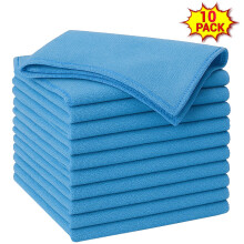 (40cm x 40cm, Sky Blue - 10 Pack) Microfiber Cleaning Cloths 10/12 Pack Drying Towel