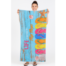 (70 X 150 cm, Flip Flop) Sand Free Microfiber Beach Printed Towel Quick Dry