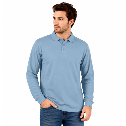 True Face (L, 4 Pack - Plain Assorted) Men's Long Sleeve Plain and Tipped Polo Shirt Top 1