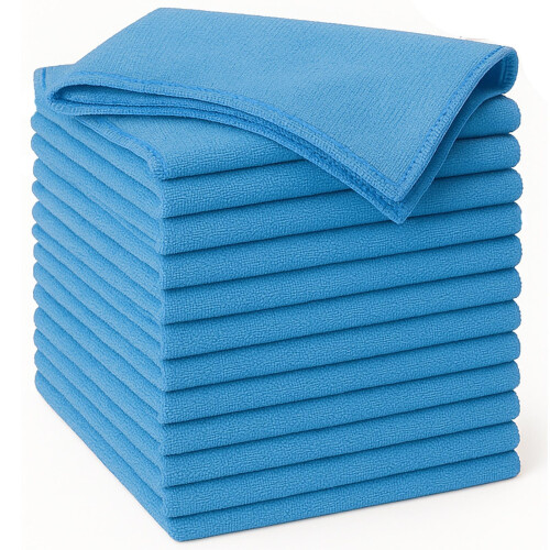 True Face (30cm x 30cm, Sky Blue  - 12 Pack) Microfiber Cleaning Cloths 10/12 Pack Drying Towel 2