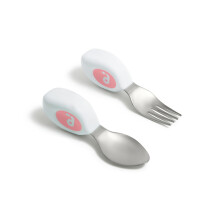 Doddl Fork & Spoon Cutlery Set for Toddlers 12m+ 2 Piece Set. Ergonomic Design. Promotes Self-Feeding and DEVELOPS Skills (Dusky Rose)