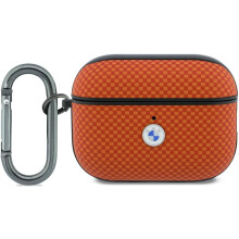 BMW Textured Sign Kevlar Metal Logo Case for AirPods Pro 3 Orange - BMAP326PTKLO