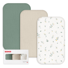GLLQUEN 3 Pack Muslin Cotton Next to Me Crib Sheets 83x51cm Fitted Cover