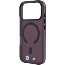 BMW M IML Frosted Metal Logo Trims Case with MagSafe for iPhone 17/18 Pro 6.3" Burgundy - BMHMP18L26HTFMILR