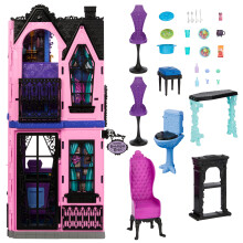 Monster High -nukkehotelli, jossa on 5 leikkialuetta ja huonekalut
