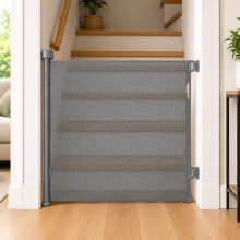Premium Baby Fabric Retractable Stair Gate, Grey, 120cm Width, 86cm Height | For Your Little One - Grey