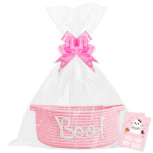 Lotvic Halloween Boo Gift Basket, Empty Hamper Basket with Cellophane Bags, Pull Bows and Greeting Card, Rope Boo Gift Basket with Handles for Hallow