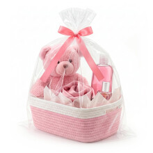 VIRETH HAUS Small Woven Basket with Gift Bag, Ribbon, Wrap Paper