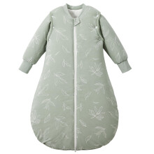 LULUMONKEY 3.5 TOG Winter Baby Sleeping Bag with Removable Long Sleeves, 100% Cotton Newborn Sleep Sack for 6-18 Months Toddler Infant, Green Leaves