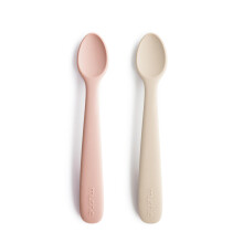 Mushie Baby Feeding Spoons | BPA-Free Silicone Spoons 2-Pack | Dishwasher Safe Durable Toddler Utensils | Blush