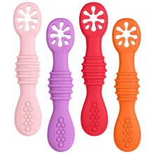 Vicloon Silicone Baby Fork Set, 4Pcs Baby Weaning Fork Self Feeding Utensil Easy Grip Soft Baby Spoon, Toddler Cutlery Kit for Infant Toddler Childre