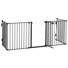 PawHut Pet Safety Gate Dog Gate 5 Panels Stair Barrier Black