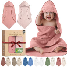 OEKO TEX 100% Organic Cotton 2 PK Muslin Baby Towels For Newborn 81x81 cm