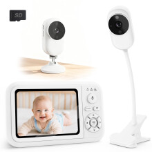 NUOTUN Baby Monitor with Camera No WiFi, Baby Camera with Holder & Bed Clip