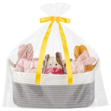 Hiseng Gift Basket Empty, Large Cotton Rope Woven Storage Basket with Gift Bags and Ribbons, Hamper Baskets with Handle for Easter, Baby Shower, Wedd