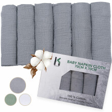 KreativeHome Muslin Cloths for Baby - 6 Pack Large 70x70cm Muslin Squares 100% Cotton, Absorbent, Breathable, Soft, Comfy, Lightweight & Ideal to Wip