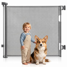 BATLI Retractable Baby Gate for Babies & Medium Pets 150 x 86cm (59in x 34in) Extra-Wide Safety Gate for Doorways & Stairs, Stair Gate for dogs with