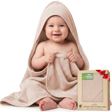 infancie 100% Organic Cotton Woven Hooded Baby Bath Towels Gift 80x80 CM