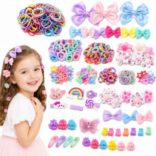 918PCS Girls Hair Accessories, Hair Ties, Bows, Flower & Claw Clips Set