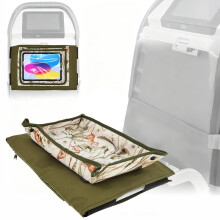 Kids Airplane Tray Table Cover with Tablet Holder | Toddler Travel Essential Activity Lap Tray for Flying, Train & Car Trips | Fabric Pockets & Water