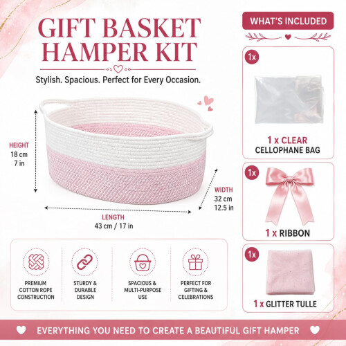 Kiswleon Large Hamper Baskets for Gifts Empty 17 * 12.6 * 7in 2