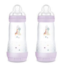 MAM Anti-Colic Baby bottles 320 ml, pack of 2 for girls, Teat size 2 (4 months+)