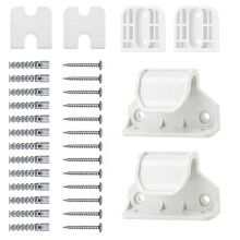 Retractable Baby Gate Replacement Parts, White Baby Safety Gate Hardware Extension Set with 2 Latches 2 Brackets 13 Screws 13 Expansion Tubes,Safety