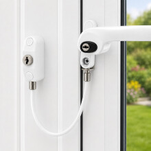 Home Secure Window Cable Restrictor Lock with Hidden Handle Bracket. Child & Pet Safety Security Window Opening Limiter
